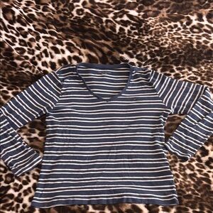 Tommy Hilfiger Blue Striped V-Neck Top